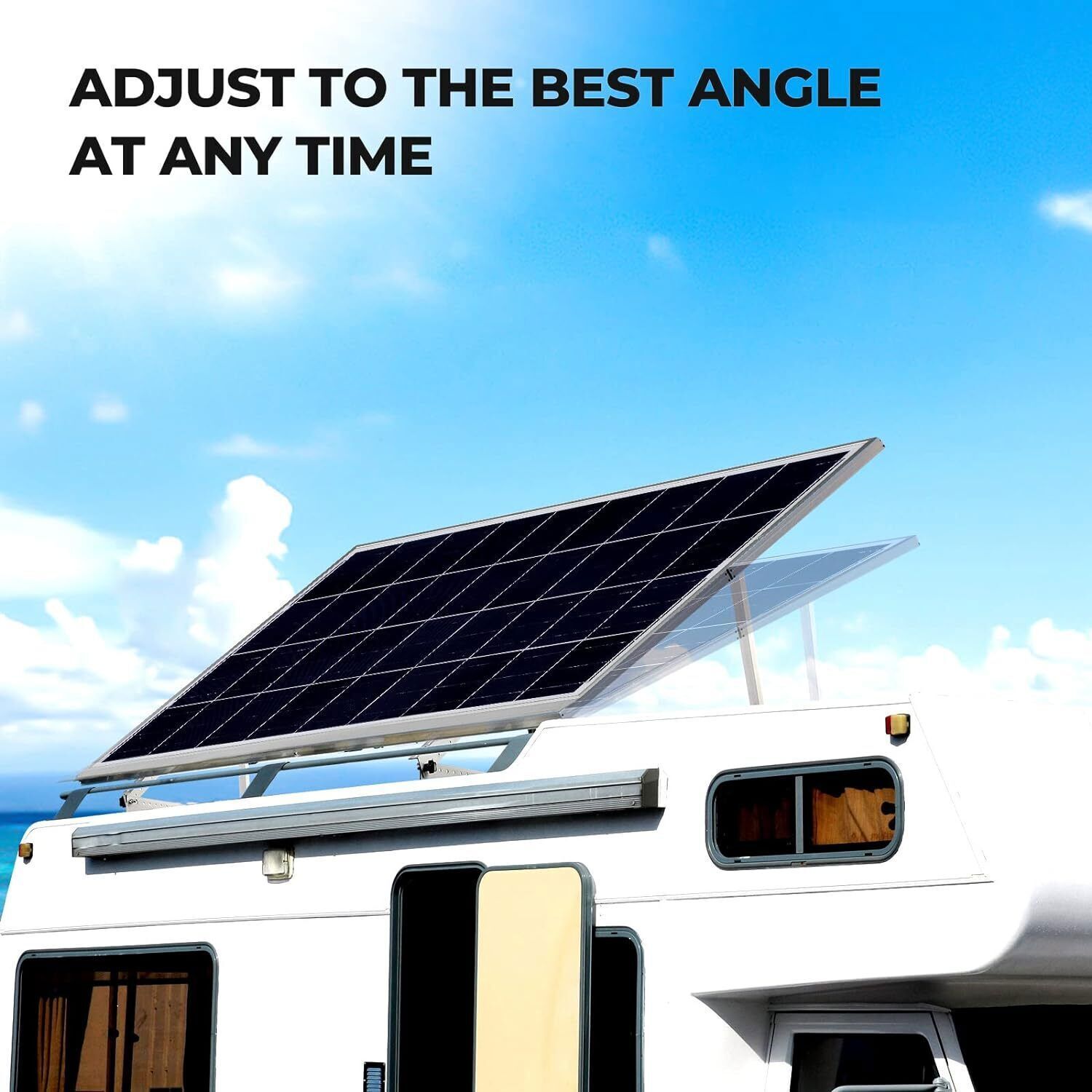 2PCS Solar Panel Brackets Adjustable Angle Mounting Frame Shed Boat Ground Mount