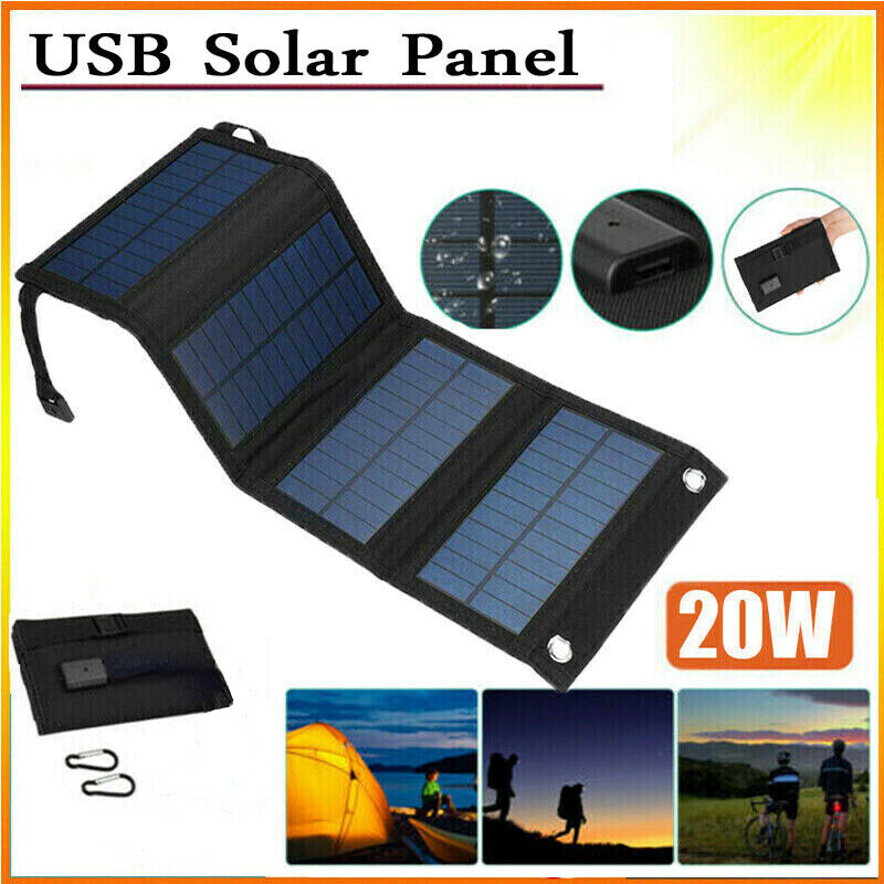 20W Solar Panel Folding USB Outdoor Camping Small Solar Charging Kit Waterproof