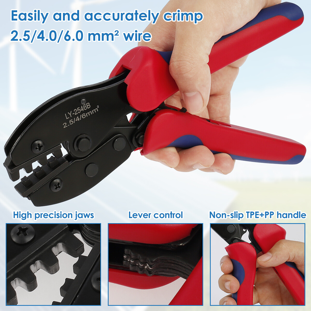 24/12PCS Solar Panel Cable Wire Connectors Crimper PV Crimping Pliers Tool Set