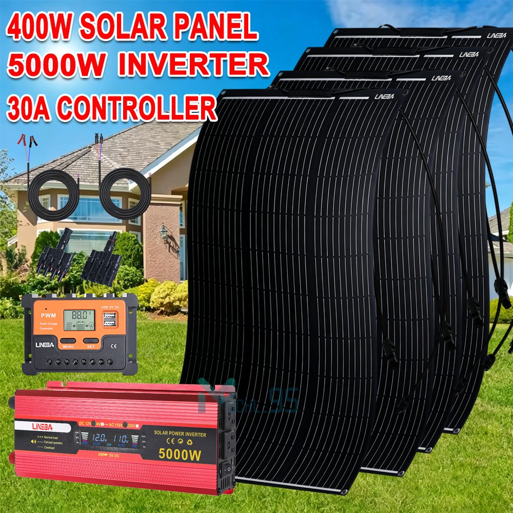 5000W Solar Kit | Includes Power Inverter 12V, 400W Solar Panels, 30A Controller