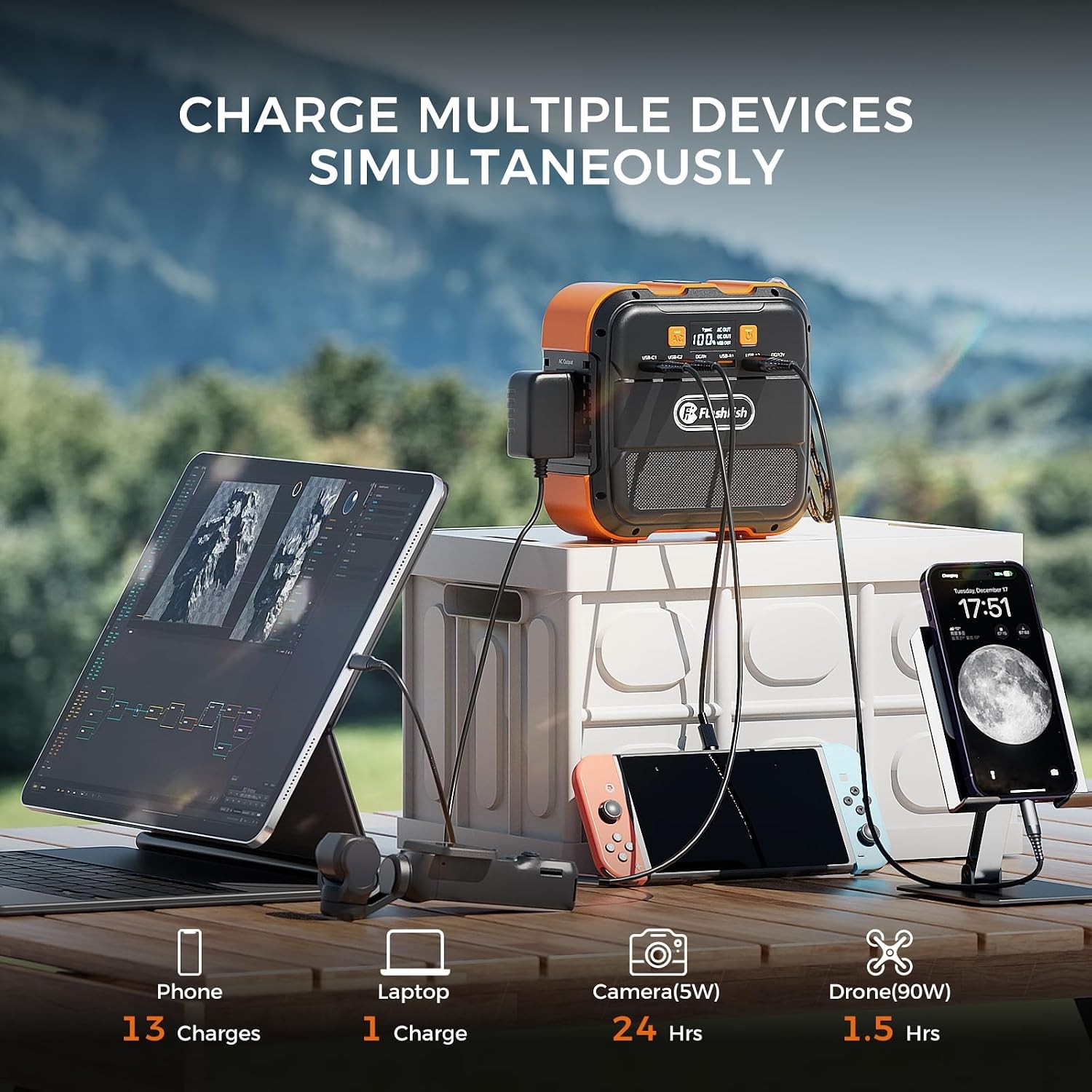 Portable Power Station 120W 98Wh Backup Power Battery Pack W/ AC DC Type-C &USB