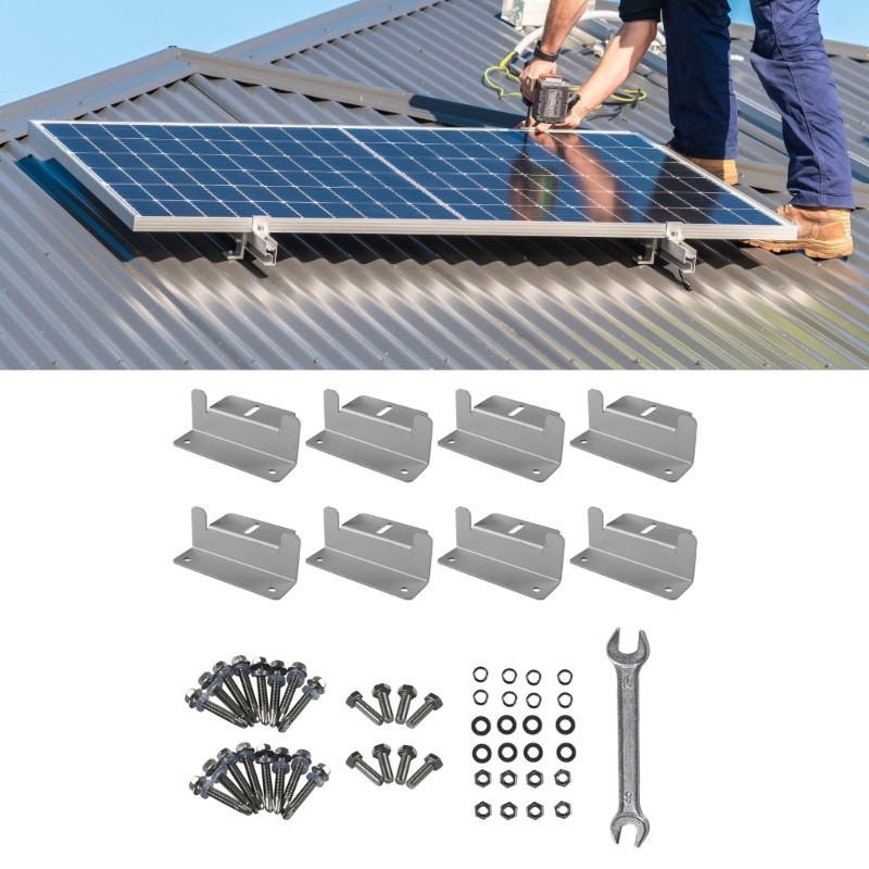 4/8Set Solar Panel Mounting Z Bracket Solar Mounting Aluminum Rail End Clamps