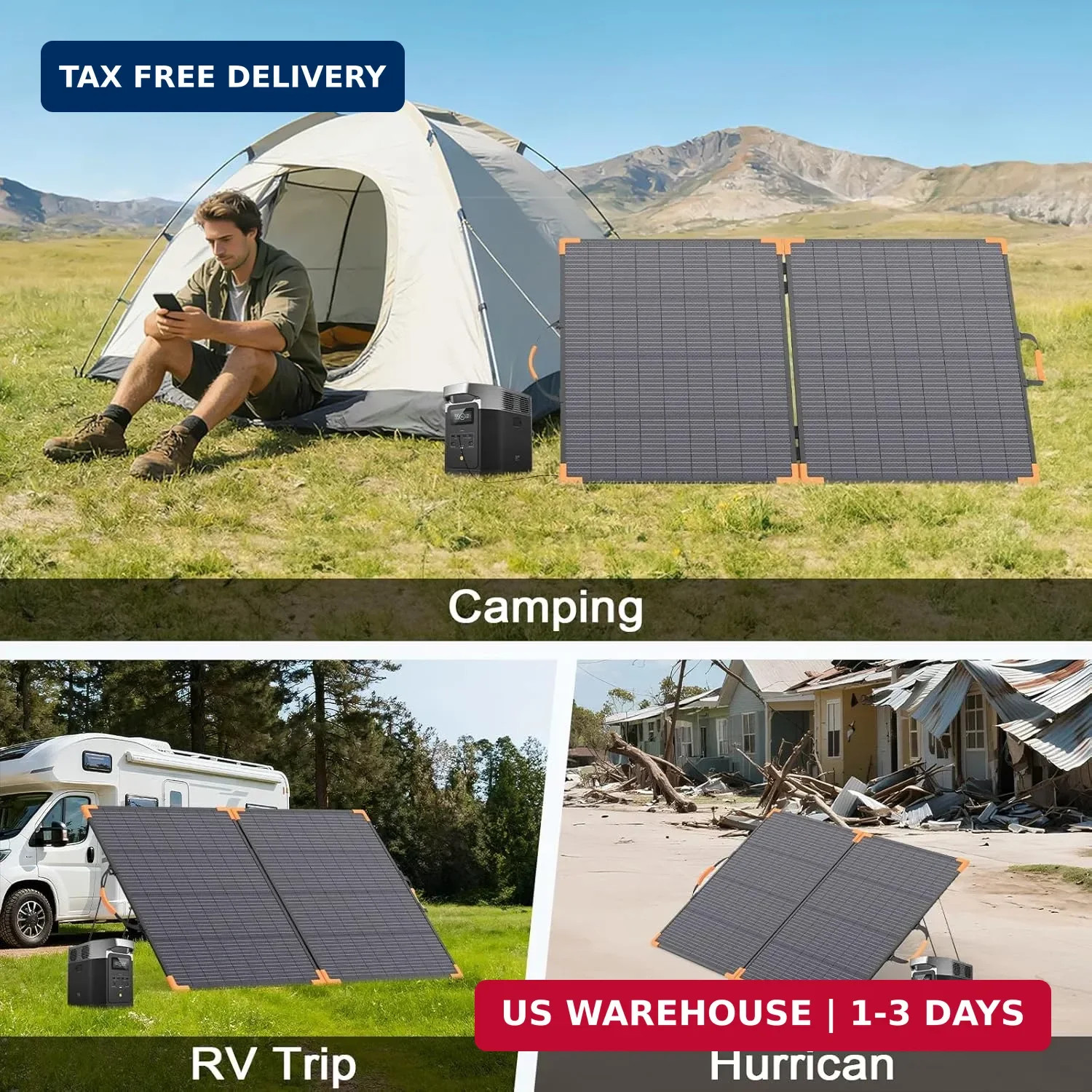 200 Watt Bifacial Portable Solar Panel, 20V Foldable Solar Charger for Power Sta