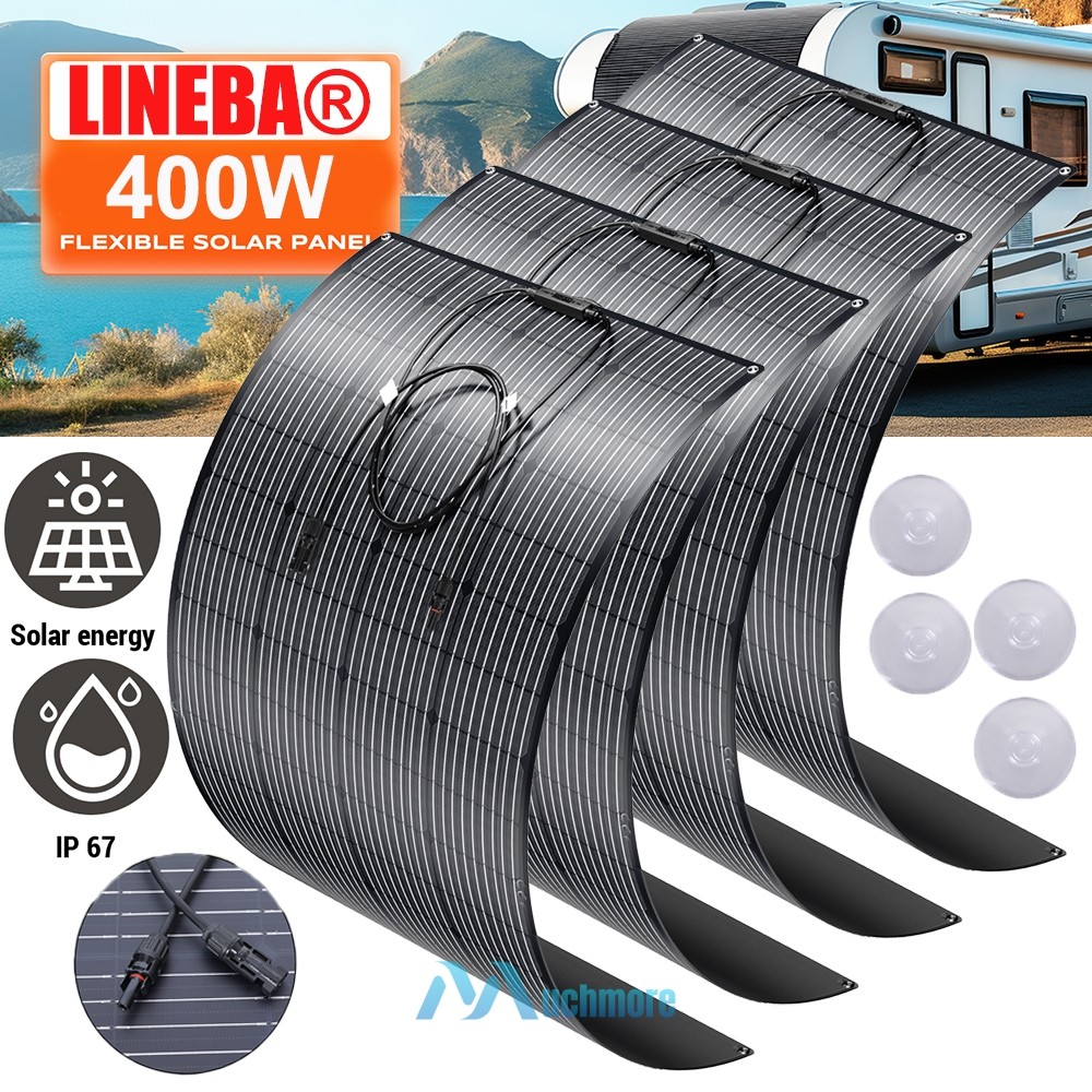 400W 200W 18V Semi-flexible Mono Solar Panel Kit RV/Car battery/Home Off-Grid