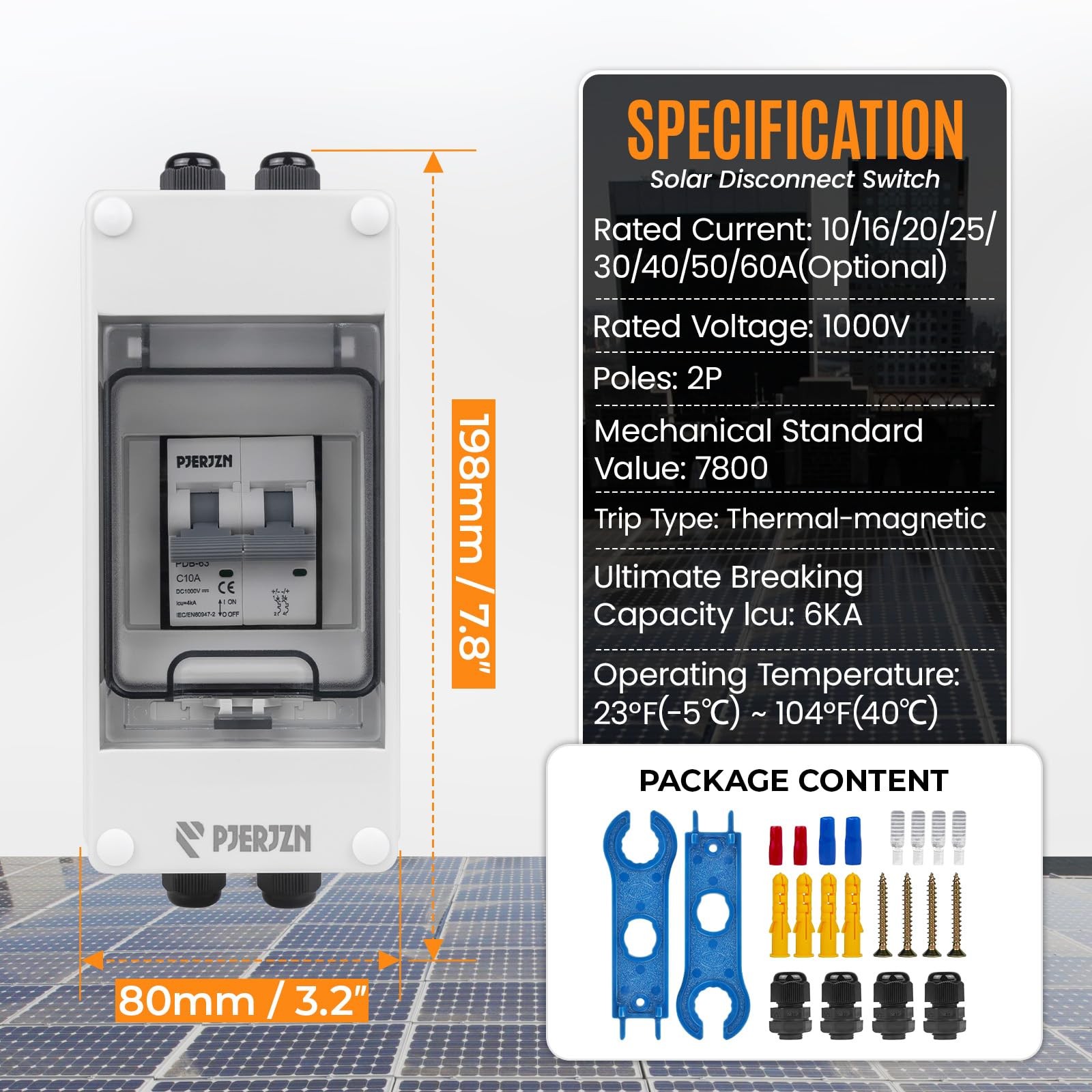 Solar Panels Disconnect Switch 10A 1000VDC PV Shut Off Switch Outdoor Circuit…