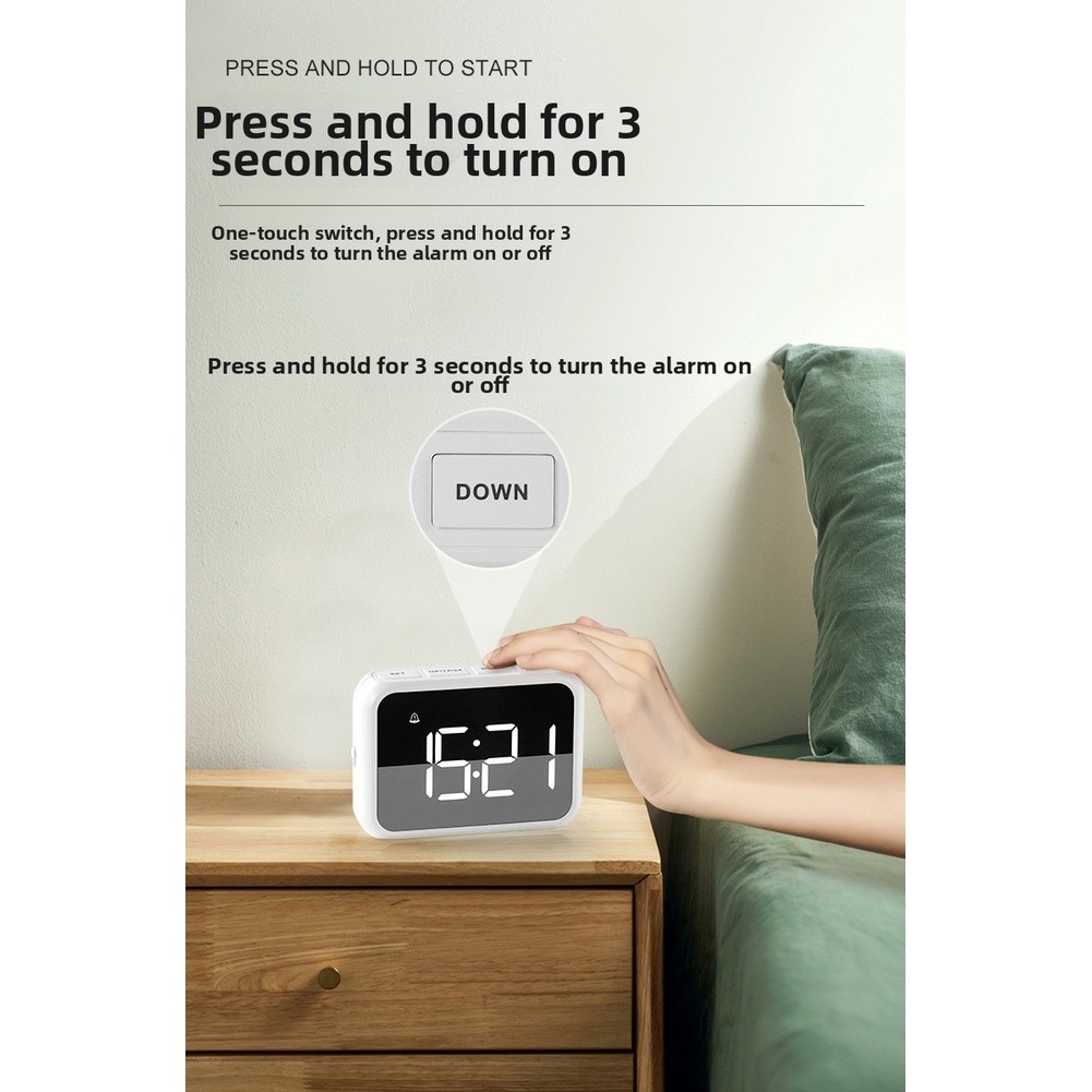 Digital LED Alarm Clock Large Display Brightness Adjustable for Bedside Desk