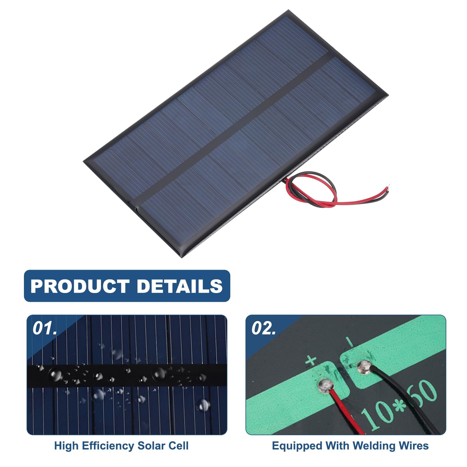 MECCANIXITY 5 Pcs 6V 0.96W 160mA Mini Solar Panels, Small Black