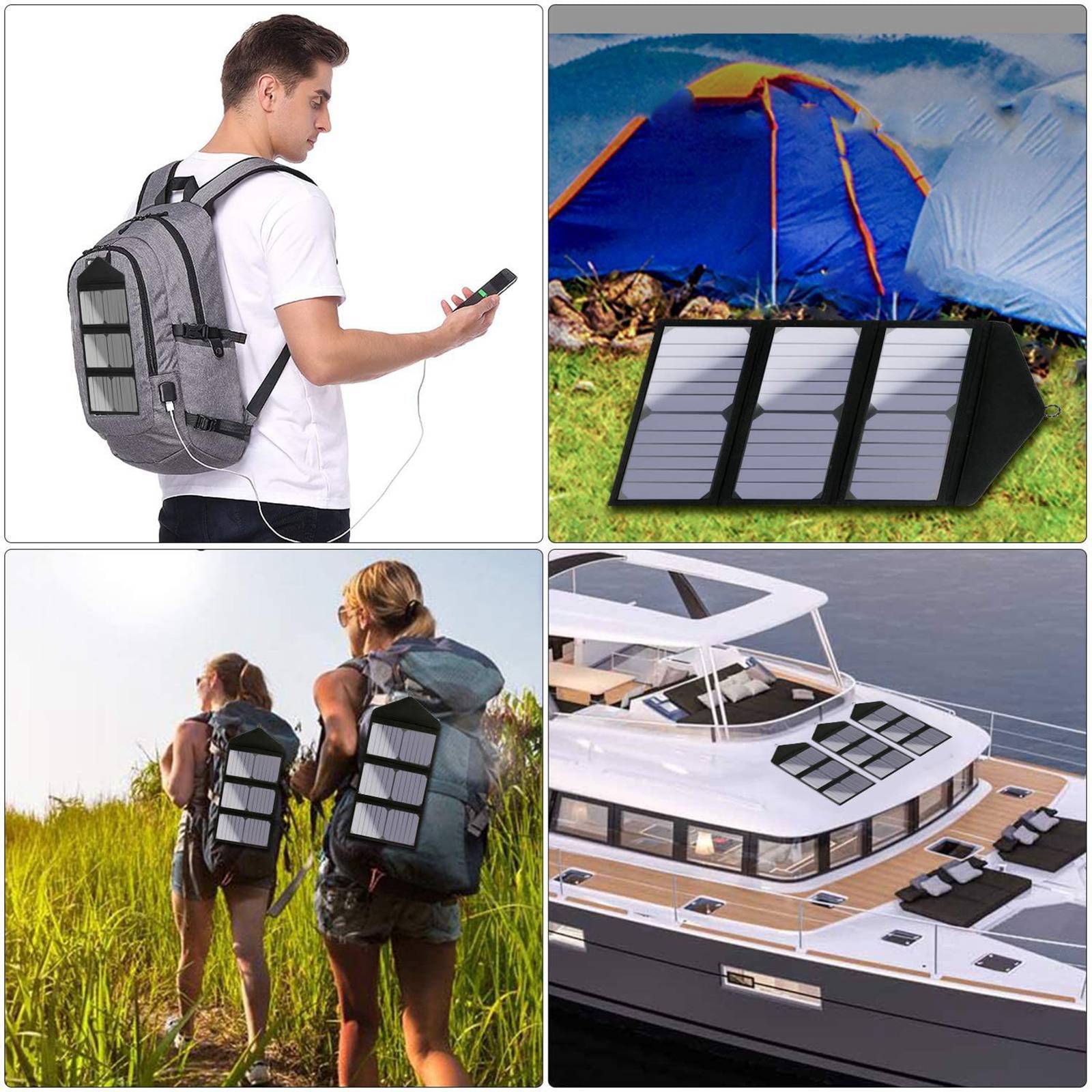 2USB 60W Solar Panel Kit Folding Power Bank Outdoor Camping Hiking Phone Charger