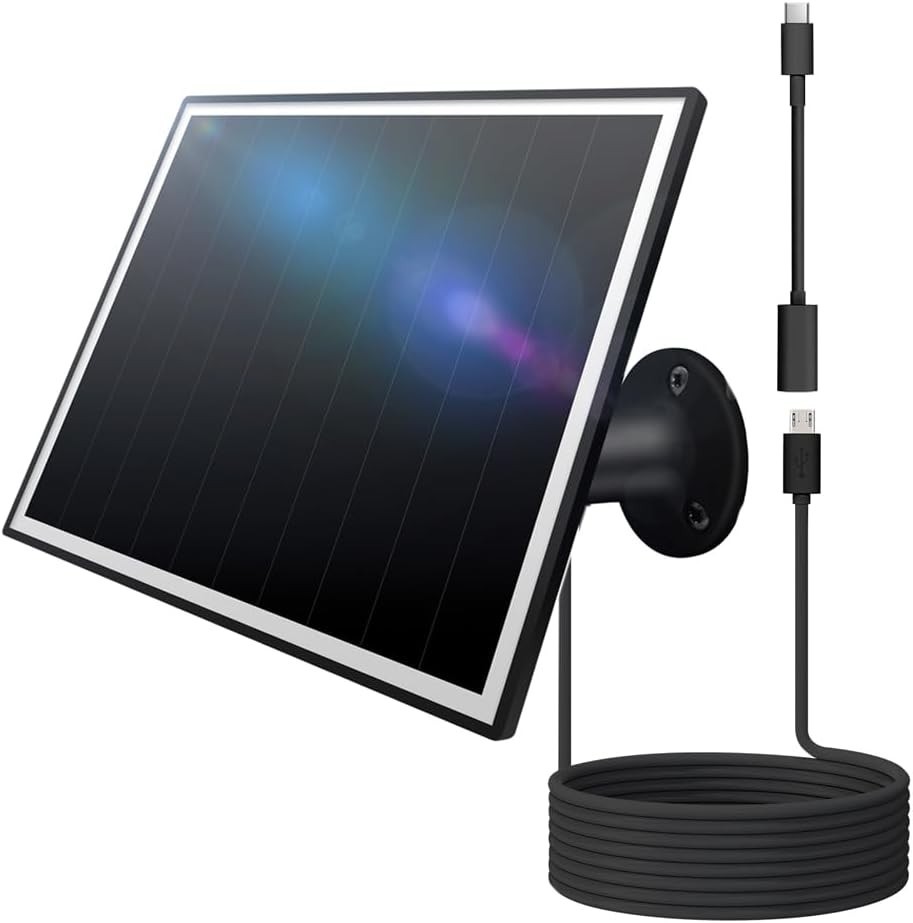 8W Solar Panel for Outdoor Security Camera, 5V Micro USB and USB – C Solar Pa…
