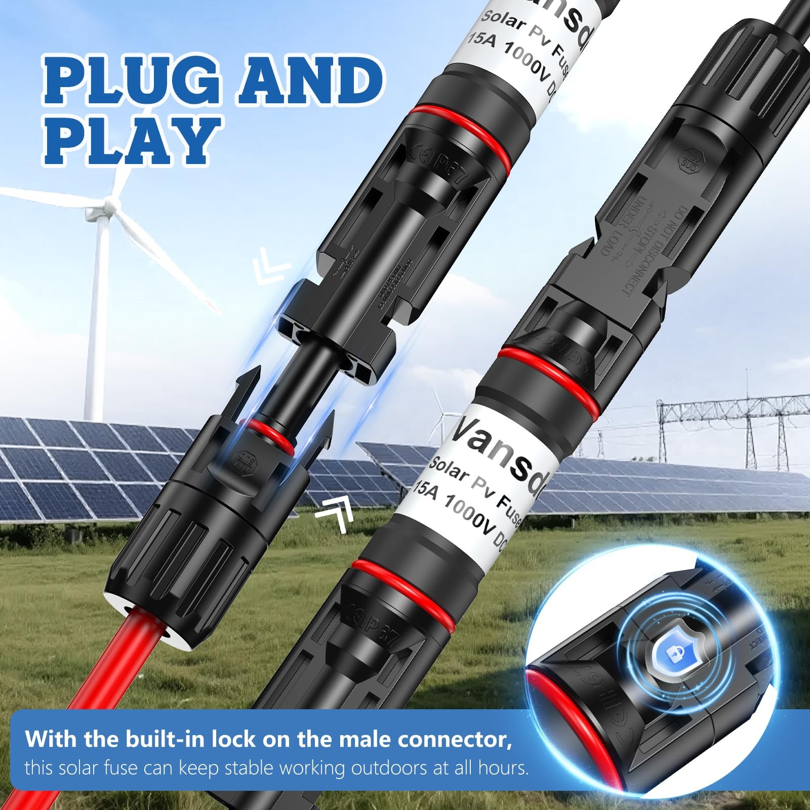 Vansdon 15A Solar Fuse Holder Inline Black