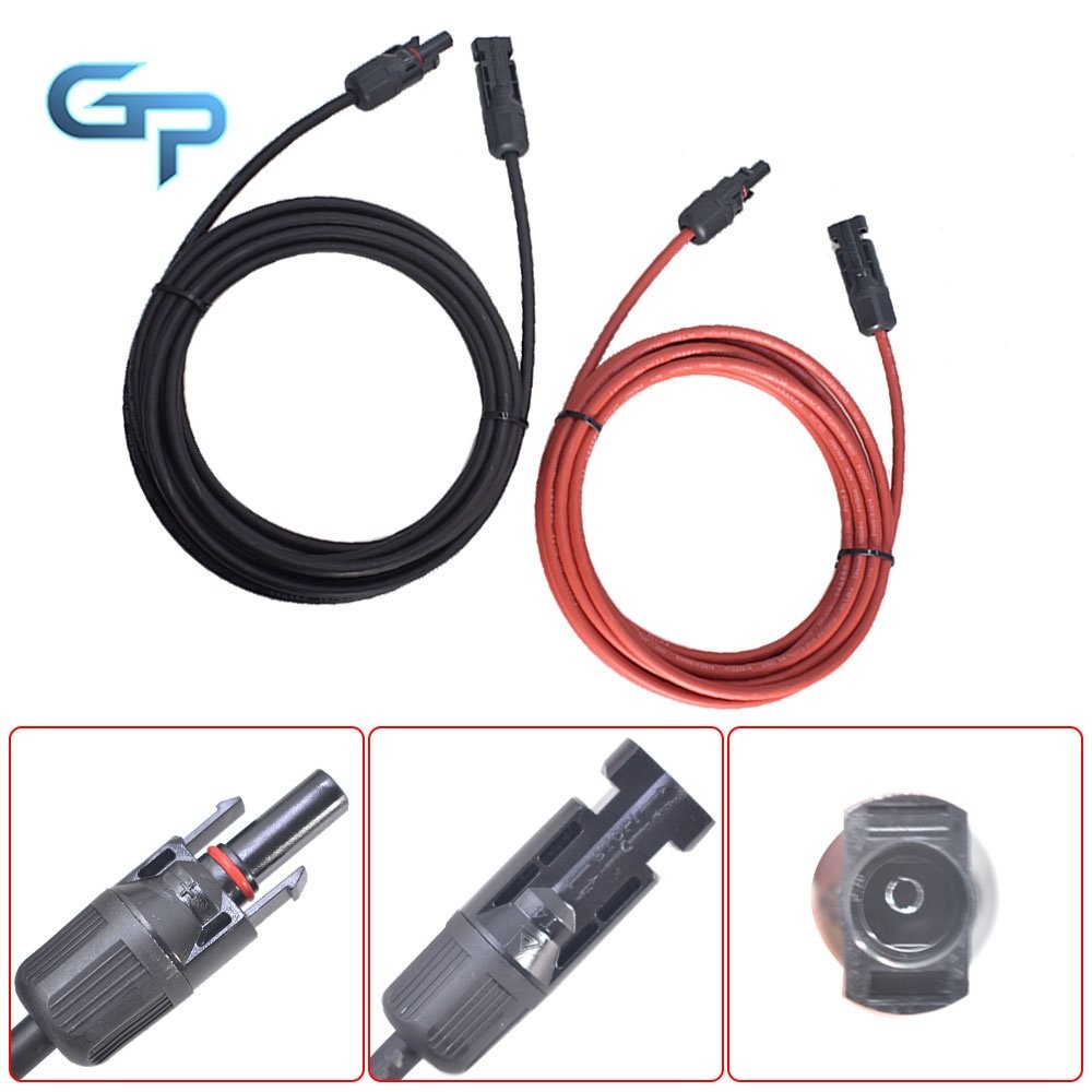 New Solar Panel Extension Cable Wire Connector 12AWG 1 Pair 10ft Black and Red