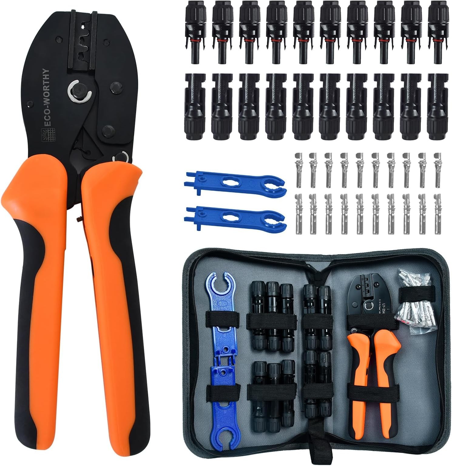 ECO-WORTHY Solar Crimper Tool Kit 13 PCS Solar Tools – a Crimper, 10 Pairs of…