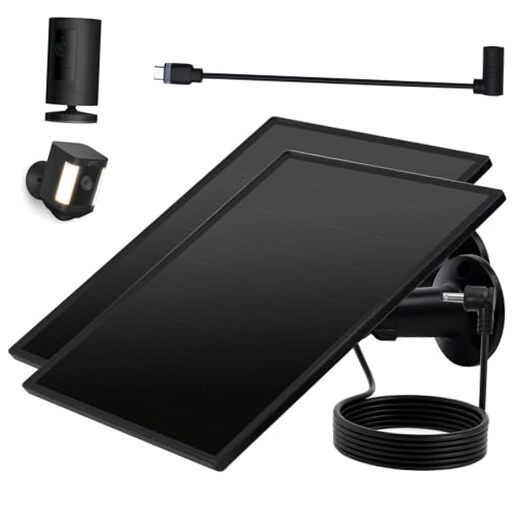 Ring Camera Solar Panel, 5W Solar Charger Compatible with Rings Black-2Pack