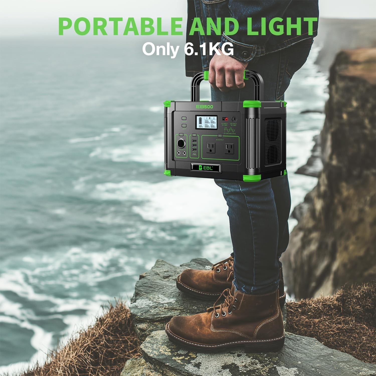 USED 500W 519Wh Portable Power Station Solar Generator for Camping Trip Grecell