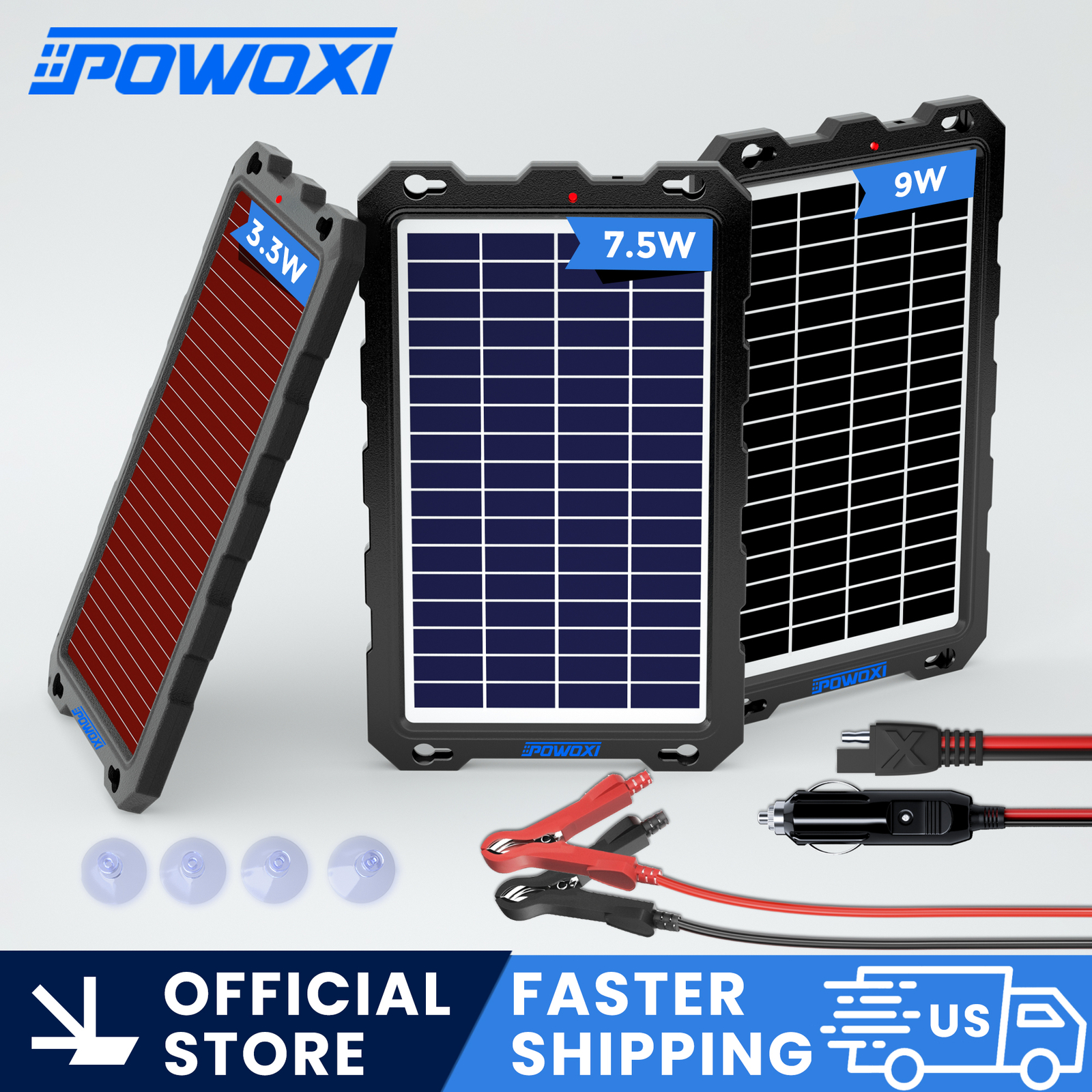 POWOXI Upgraded 7.5w-solar-battery-trickle-charger-12v Waterproof Solar Kit