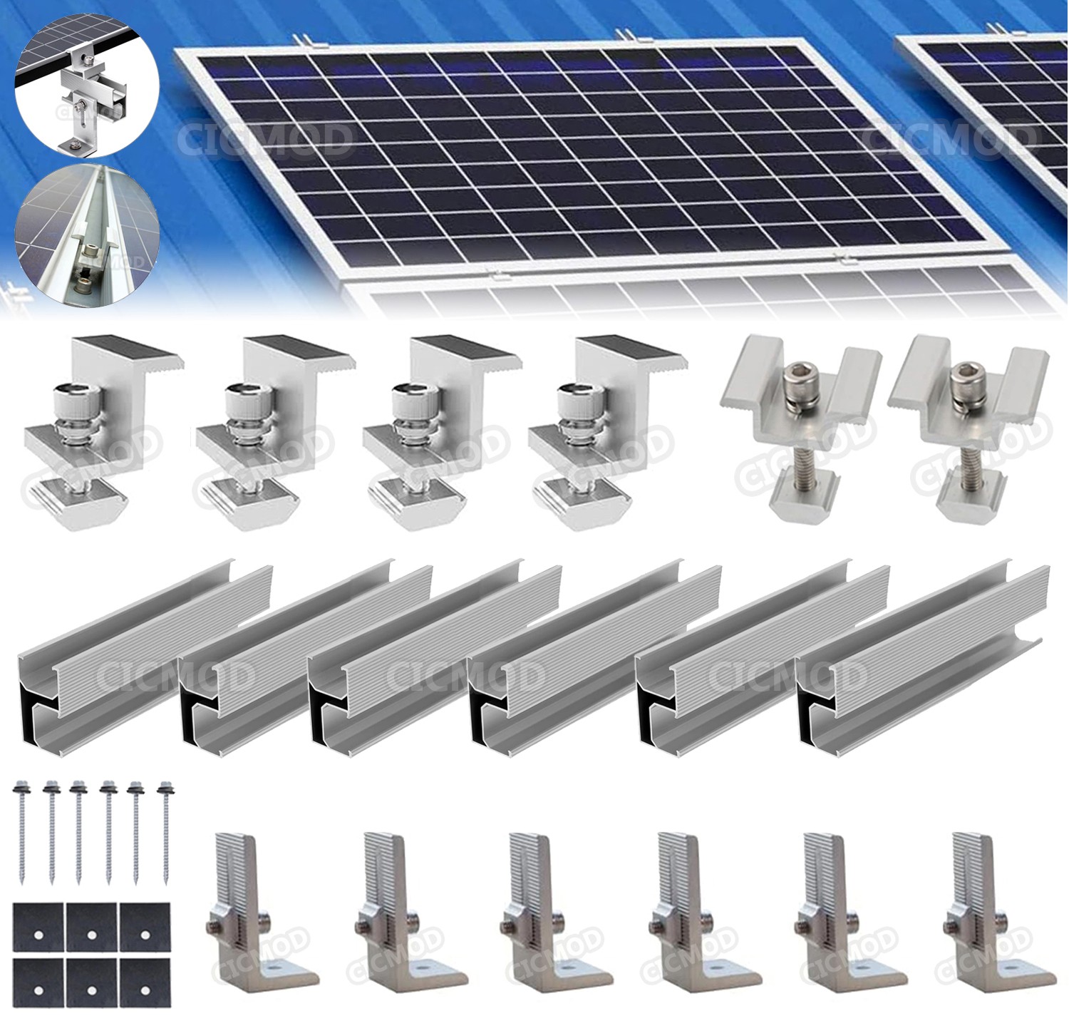 For 1-4Pcs Solar Panel Mounting Brackets Kit 30/35mm Roof Mount Clamp Universal