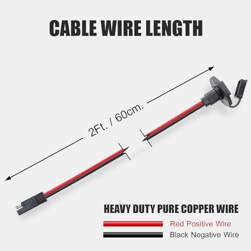 5 PCS – 2 Feet of 2 Pin SAE Socket Sidewall Port 10 AWG – 5 Pack (2 FT-10 AWG)