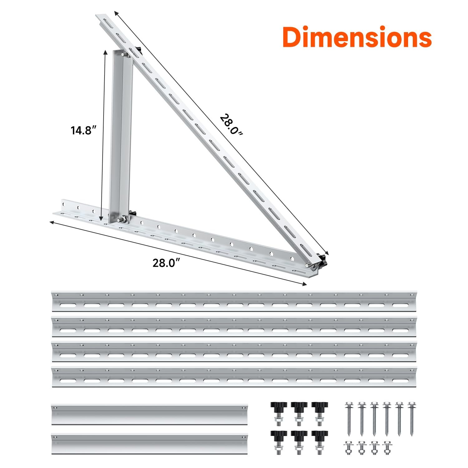 Solar Panel RV Tilt Mount Brackets Rooftop Flat Surface Adjustable Frame