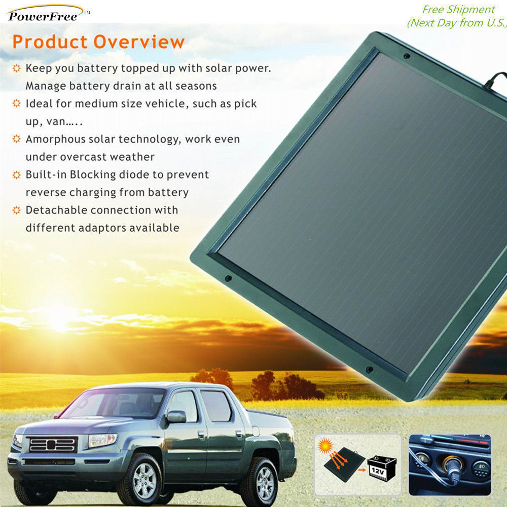 4.8w Solar Trickle Charger Pickup Van Boat Marine Auto 12V Battery Maintainer