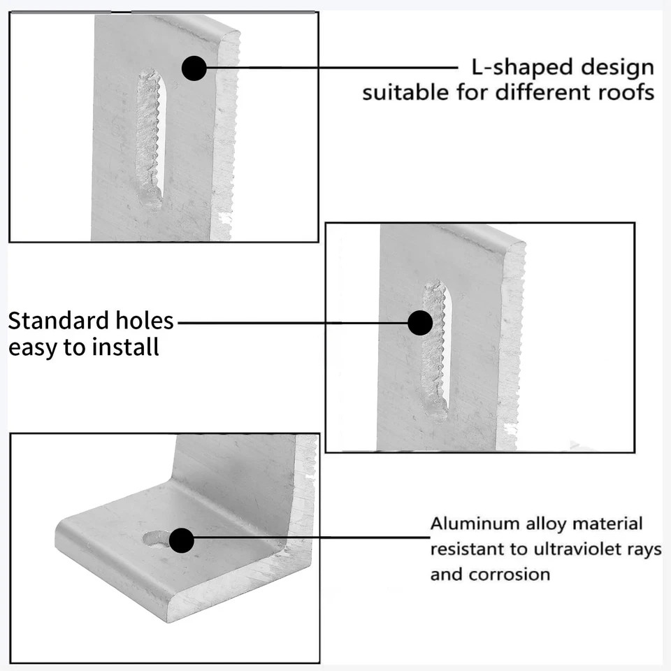 10Pcs L Foot Solar Mount, Aluminum Alloy Photovoltaic Panel Mounting Bracket,…