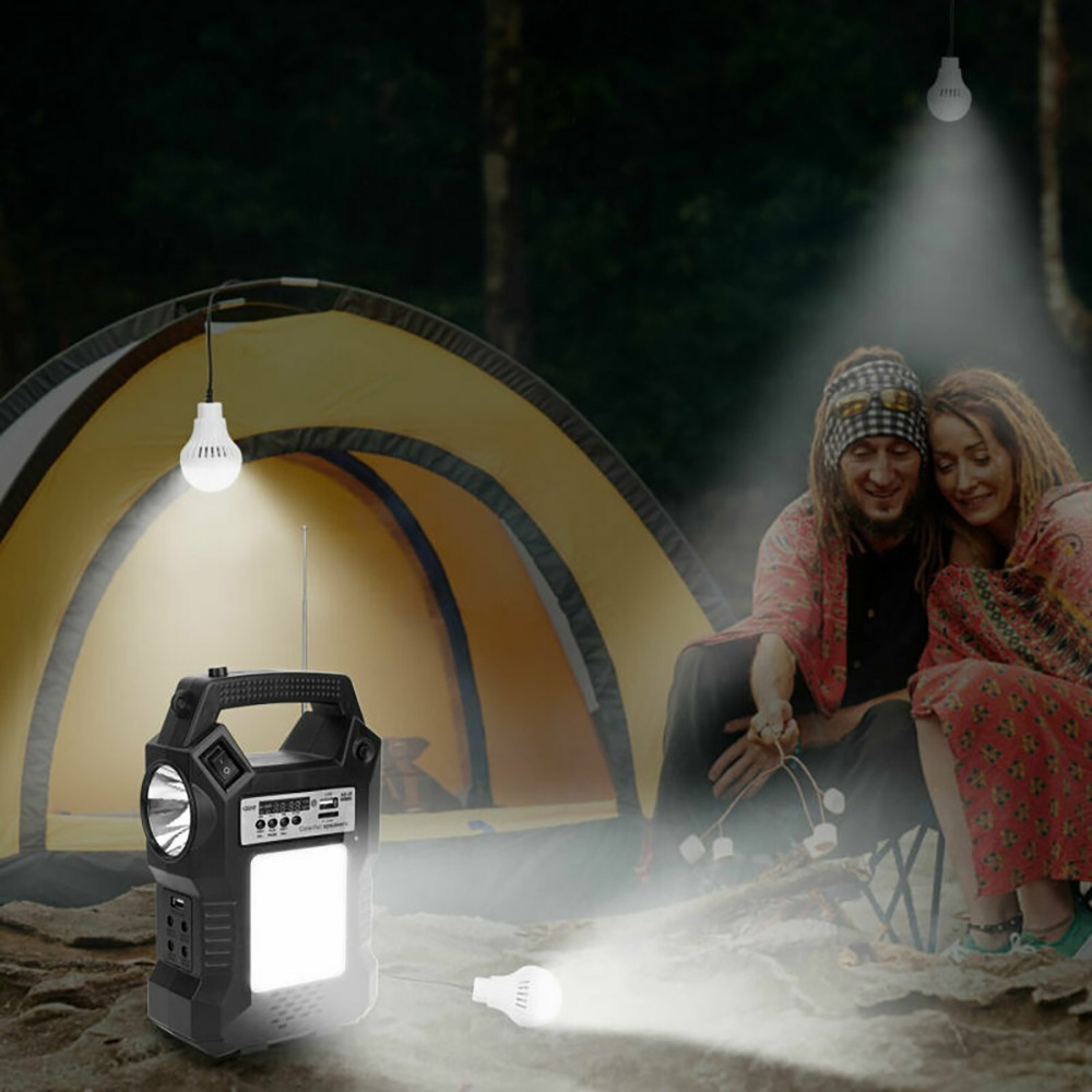 Portable rechargeable solar power generation radio system with lighting US K7