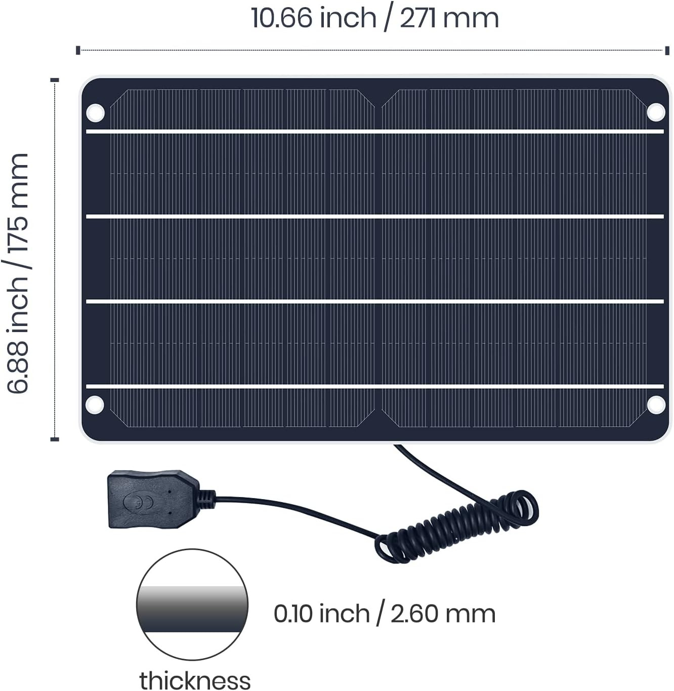 6W Mini USB Solar Panel, IP67 Waterproof Monocrystalline Module DIY Kit with PET