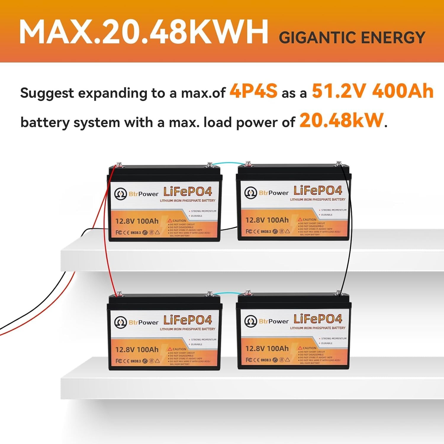 BtrPower 12V 100Ah Lithium lifepo4 Battery For RV Marine Solar System Deep Cycle