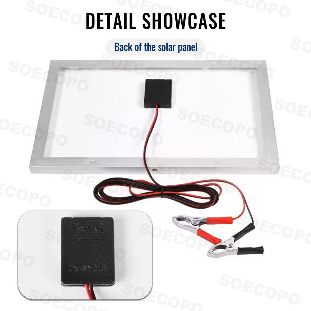 100W Portable Solar Panel with Battery Clips with 30A/60A/100A Controller to Dir