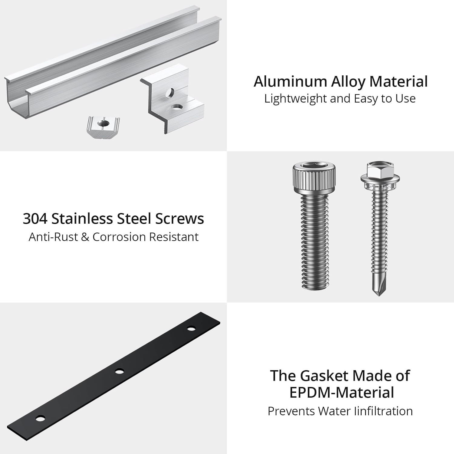 Solar Panel Bracket Kit, 6 Pcs 7.87 in Aluminium Solar Panel Mounting Rail 30Mm/