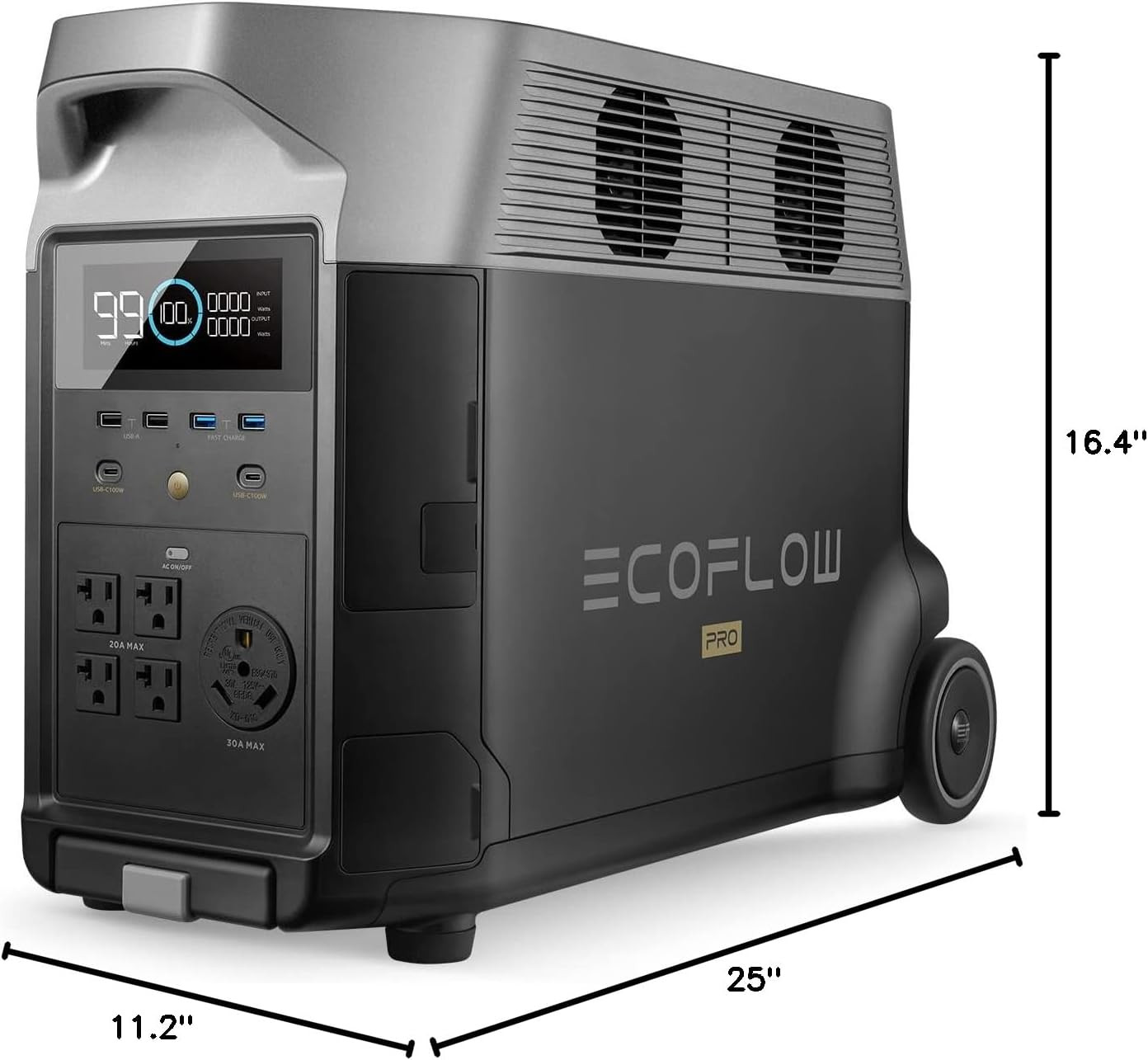 Portable Power Station 3600Wh DELTA Pro, 120V AC Outlets X 5, 3600W, 2.7H Fast C