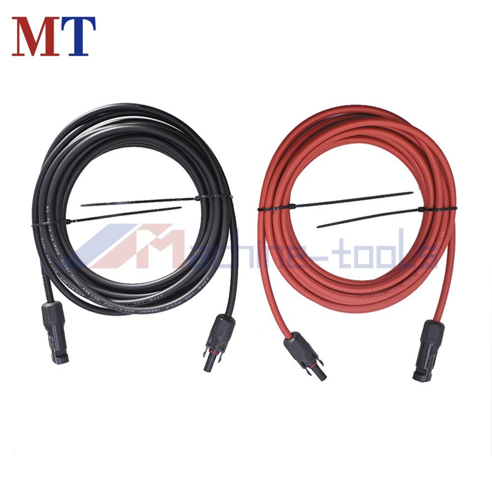 1 Pair 20FT Black + Red 6mm²/10AWG Solar Panel Extension Cable Wire Connector