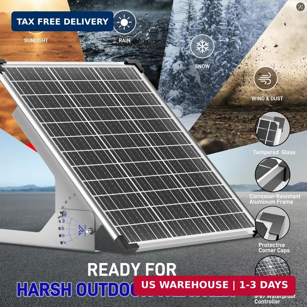 Voltset 50W Solar Panel Kit, 12V Solar Battery Trickle Charger & Maintainer with