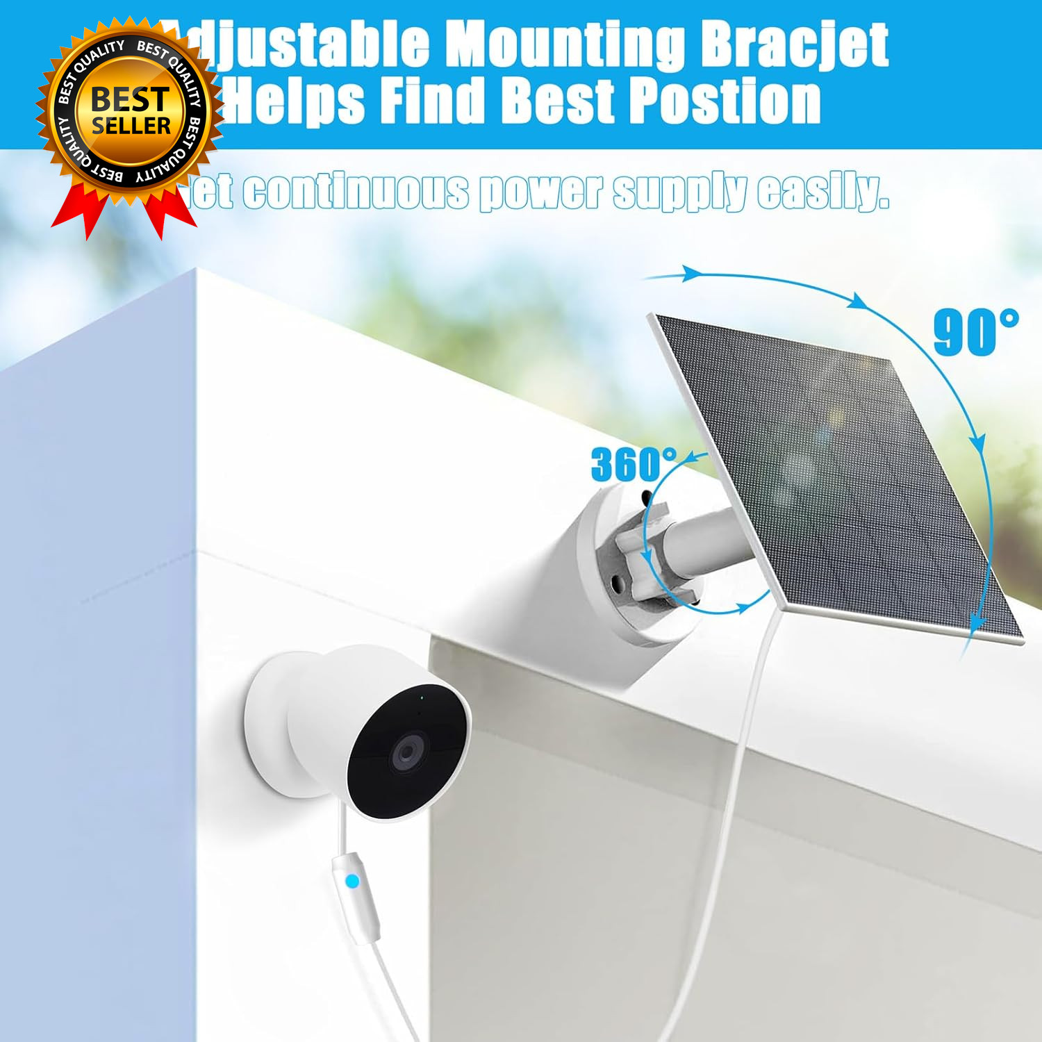 6W Solar Panel Compatible with Google Nest Camera Outdoor & Indoor