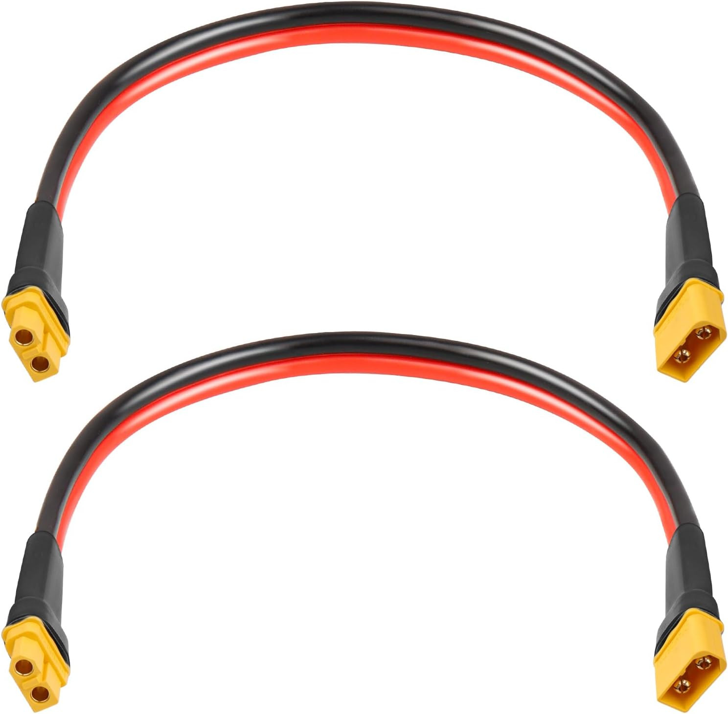 XT60 Extension Cable 1FT 2PCS, 10AWG Tinned Copper Wire with XT60 Male to Female