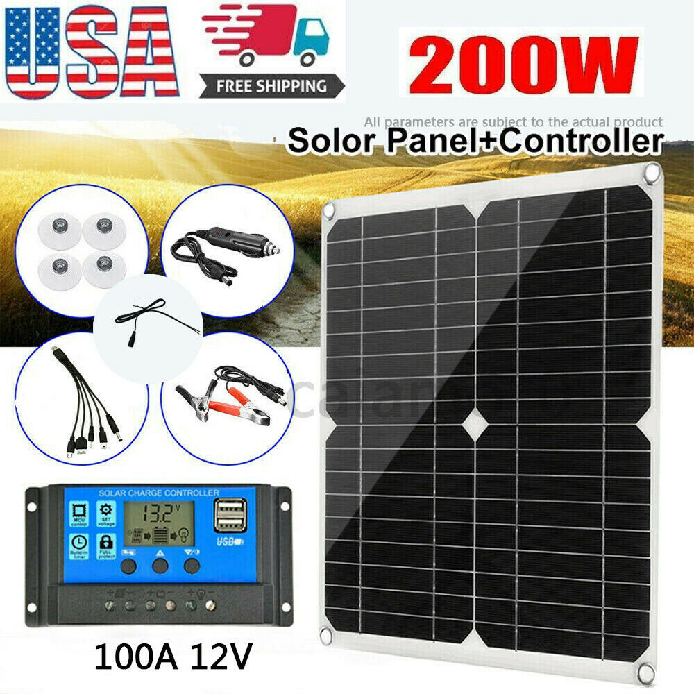 200W Solar Panel Kit 12V Battery Charger with 100A Controller Caravan Boat