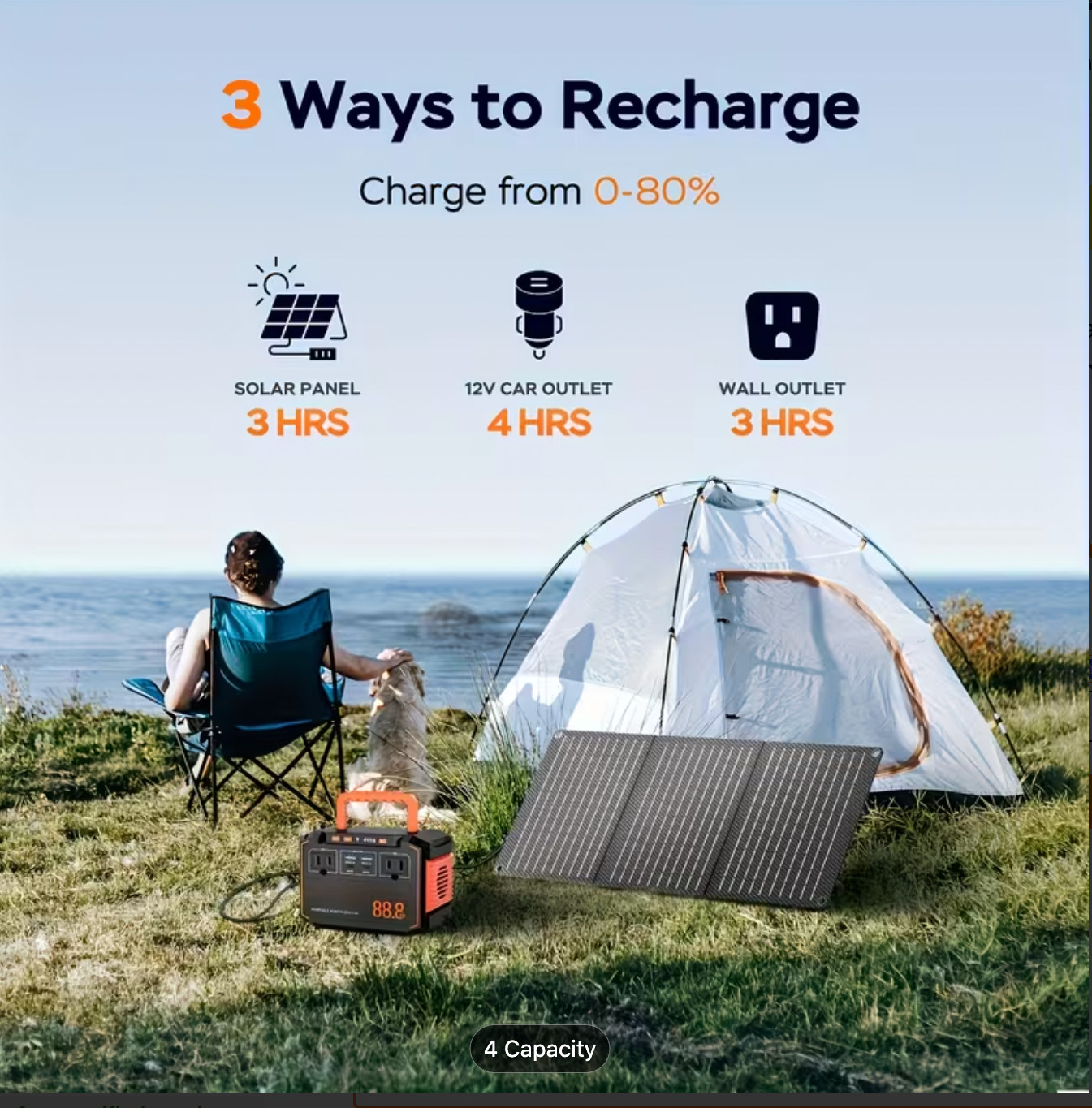 88.8WH Solar Generator Portable Power Station with 30W Solar Panels, 24000mAh