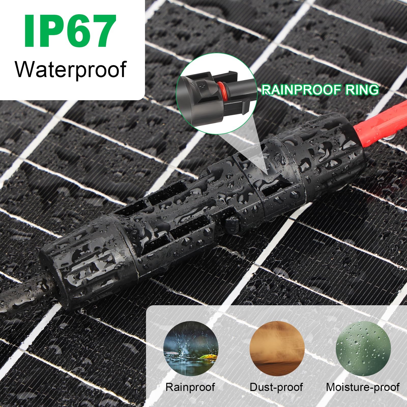 Solar Connectors Y Branch Parallel Adapter Cable 10AWG, Solar Panel 1 to 2 Co…