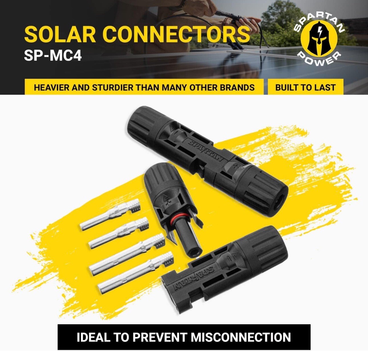 Spartan Power Solar Panel Connectors IP67 1000V 30A PV Solar Panels Pack 25