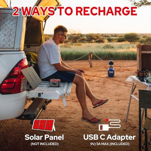 Portable Power Station 120W, Outdoor Power Bank Generator with AC Grey Red