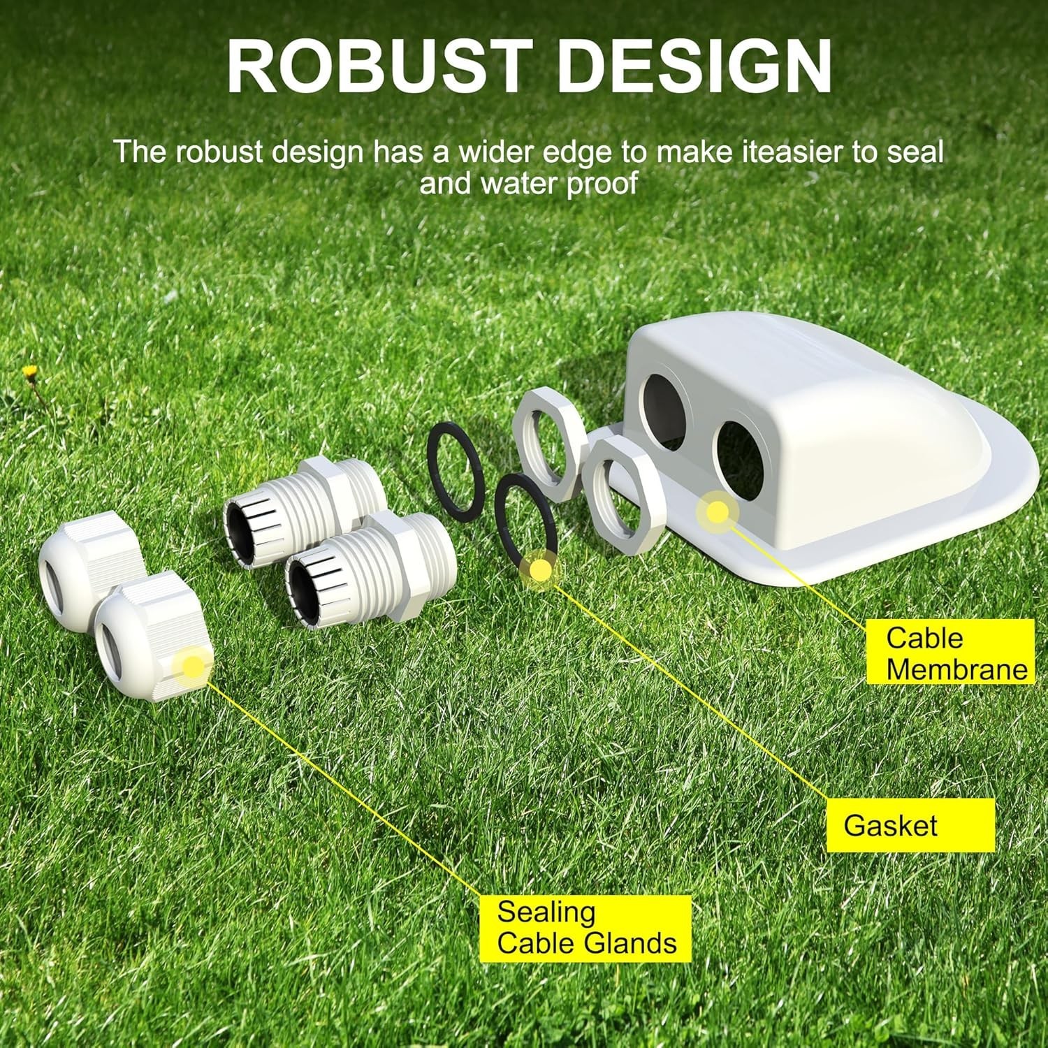 Solar Weatherproof Double Cable Entry Gland for RV, Boat & Camper Solar Insta…