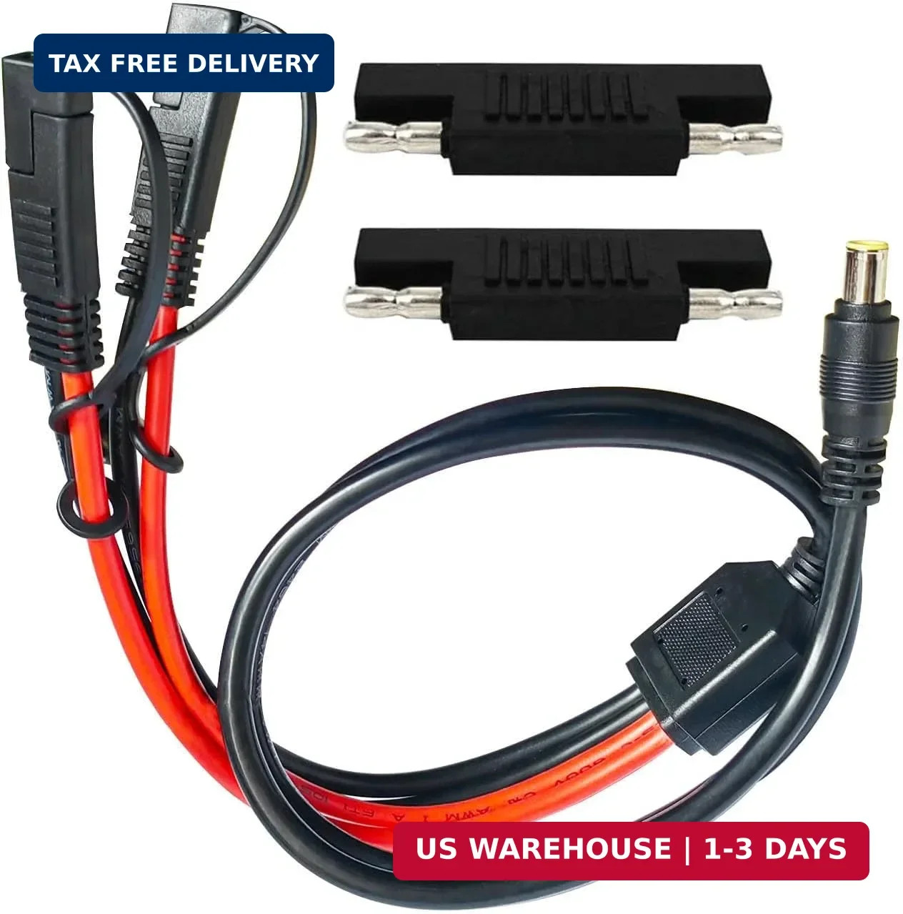 10AWG SAE to DC 8mm Cable,DC 8mm Male to 2 SAE Adapter Cable for RV & Solar Gene