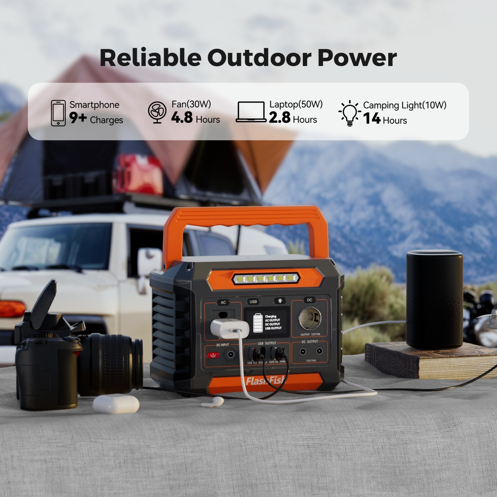 Flashfish 200W Portable Power Station Solar Generator With/Without Solar Panel
