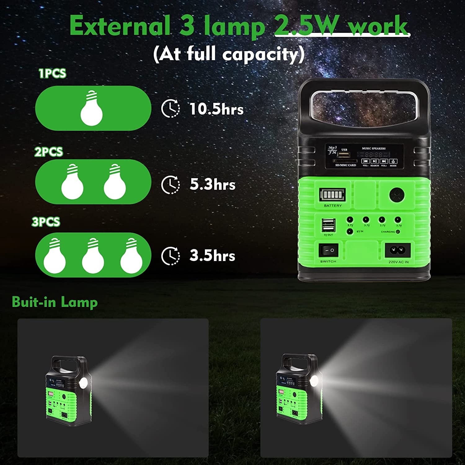 New Power Station Solar Generator Panel Power Bank Camping Emergency Portable