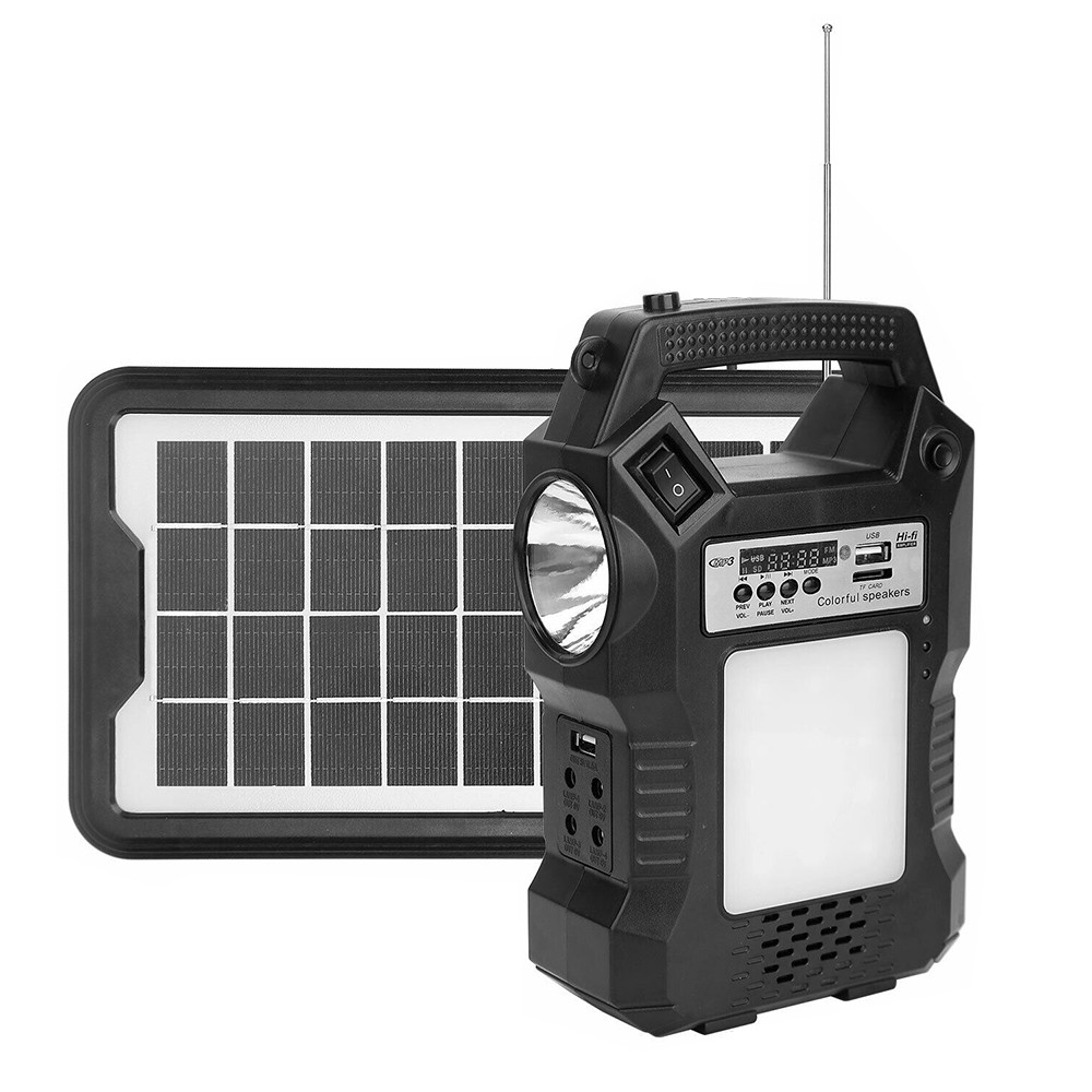 Portable rechargeable solar power generation radio system with lighting US K7