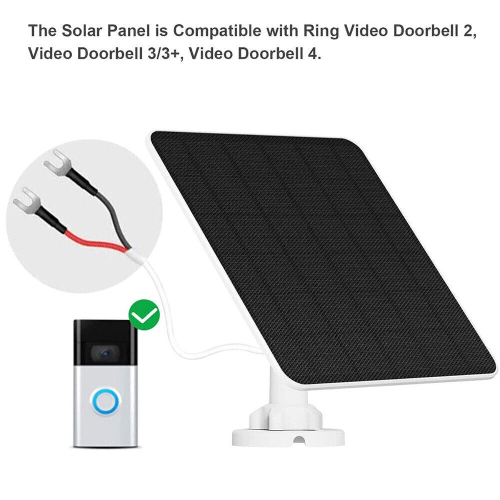 Solar Panel Charger 4W for Ring Video Doorbell 4/3/2 Solar Charger W/Power Cable