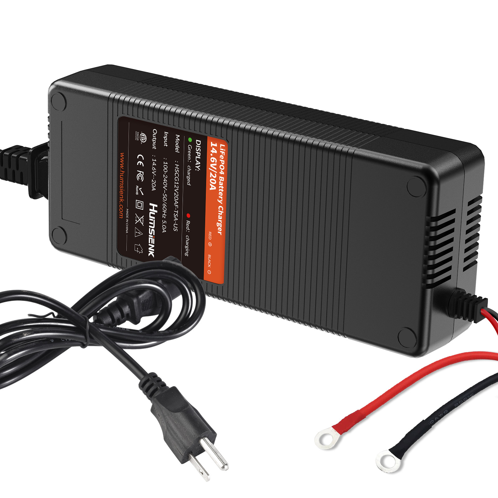 Humsienk 12V 20A LiFePO4 Battery Charger Fast Charging Protection for RV Marine