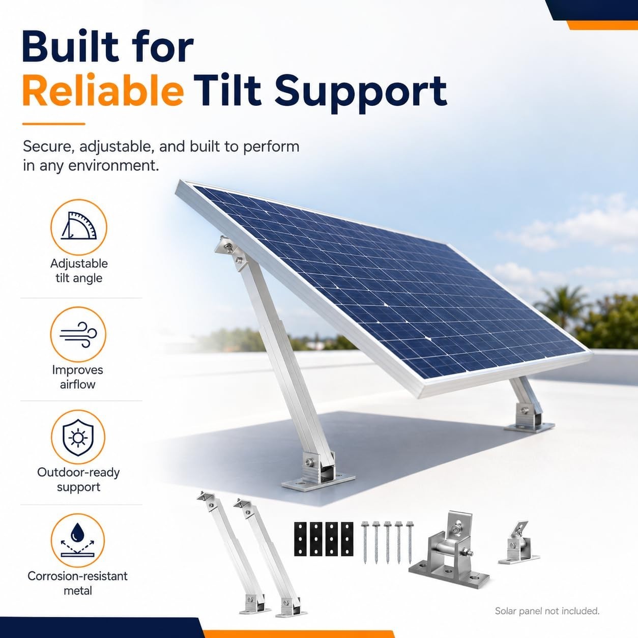 Adjustable Solar Panel Mounting Brackets, 14-27IN Tilt Mount for Roof RV Boat, 6