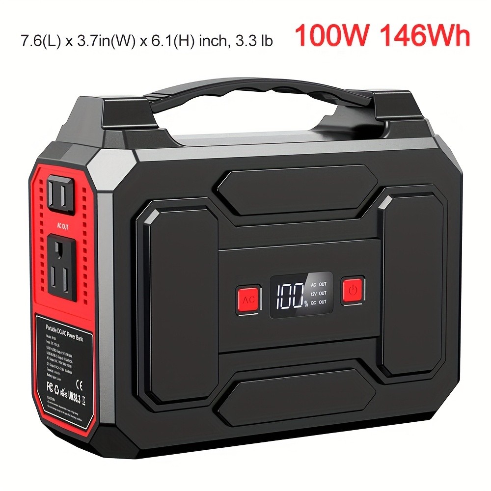 300W/100W Portable Power Station Solar Generator w/ AC DC USB LED for Camping RV