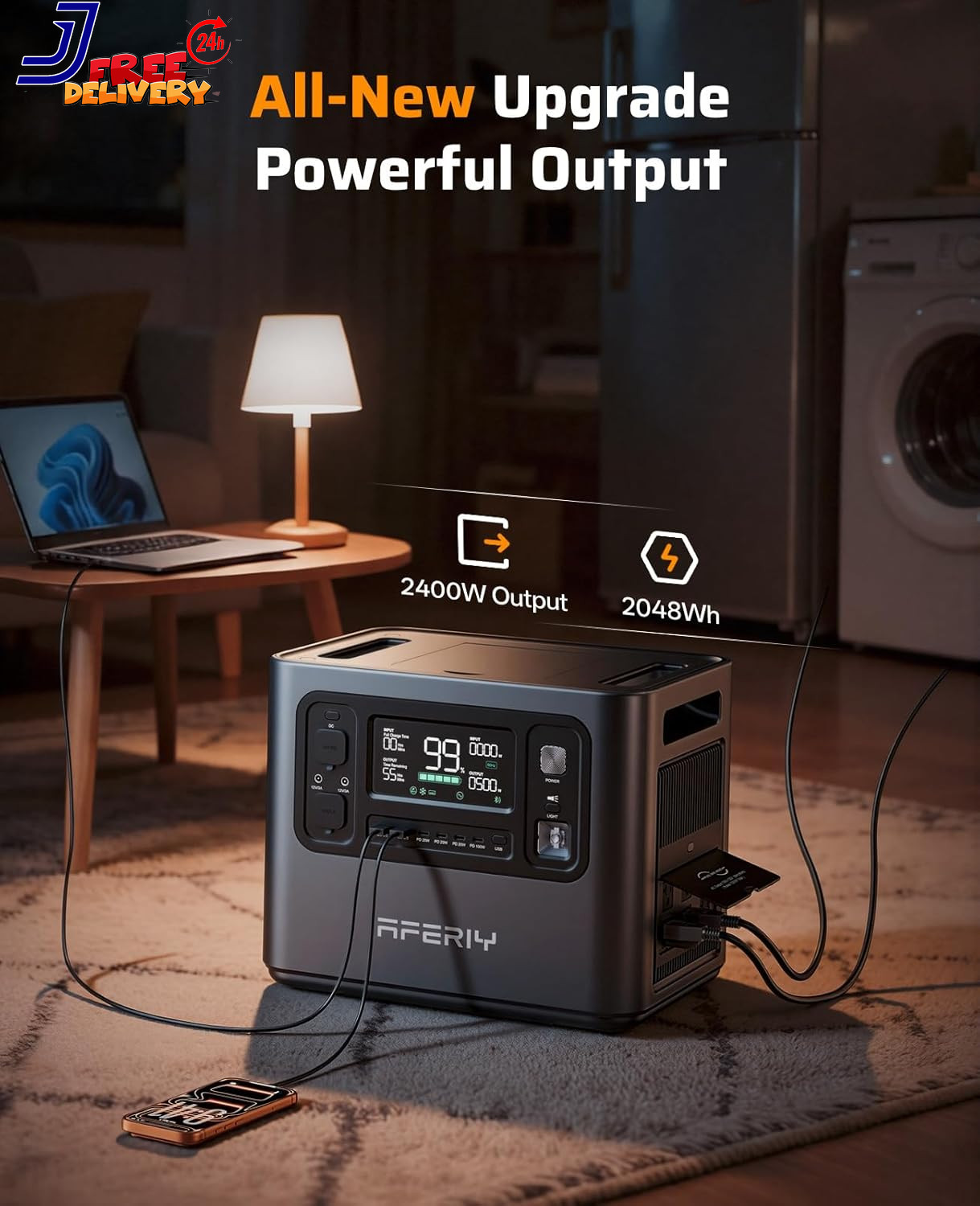 2048Wh Portable Power Station 2400W (Peak 4800W) P210 Lifepo4 Battery Generator