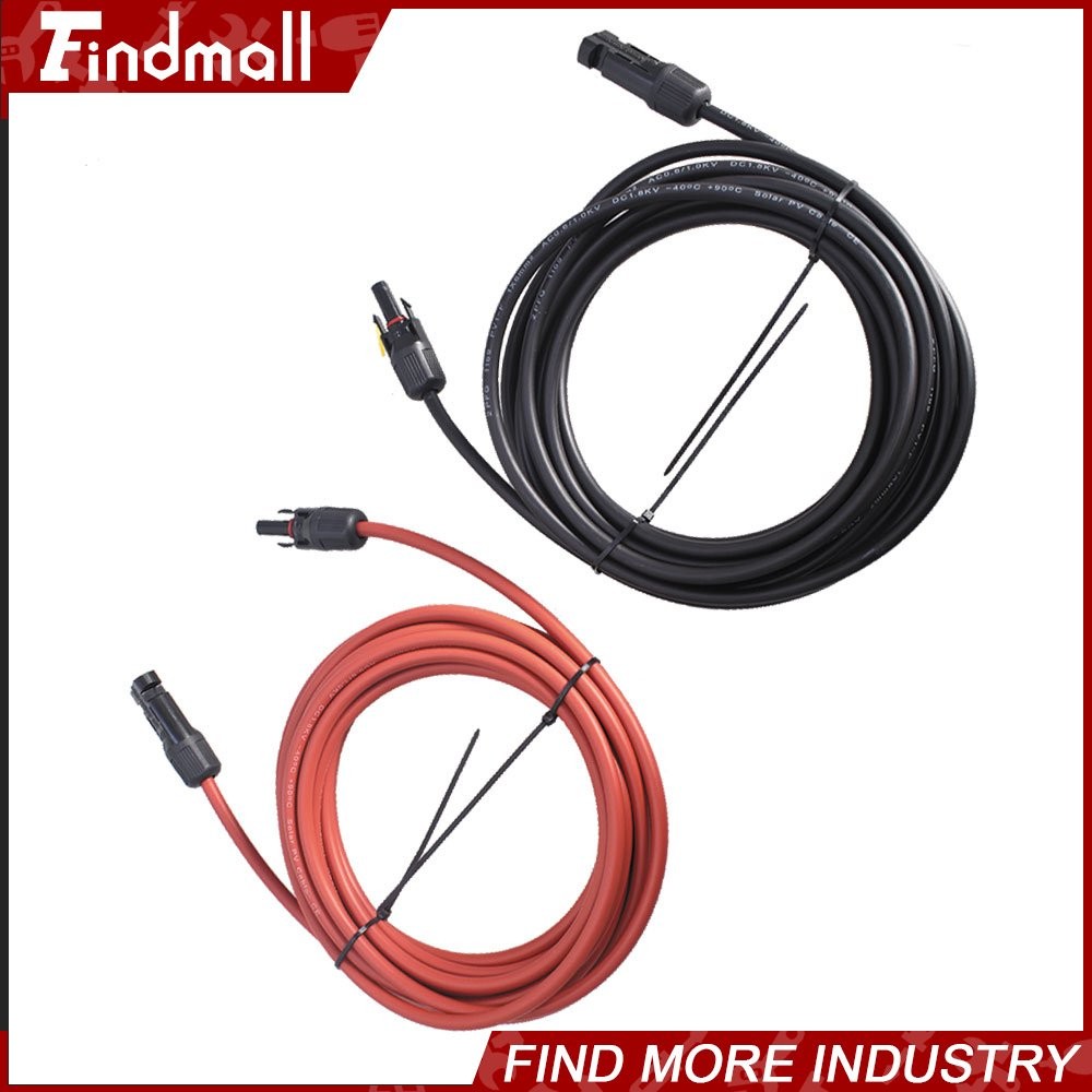 Findmall 1 Pair 6mm²/10AWG 20FT Solar Panel Extension Cable Wire Connector